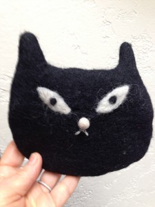 Boiled wool cat face coin purse from Lavender Blue, my new favorite store